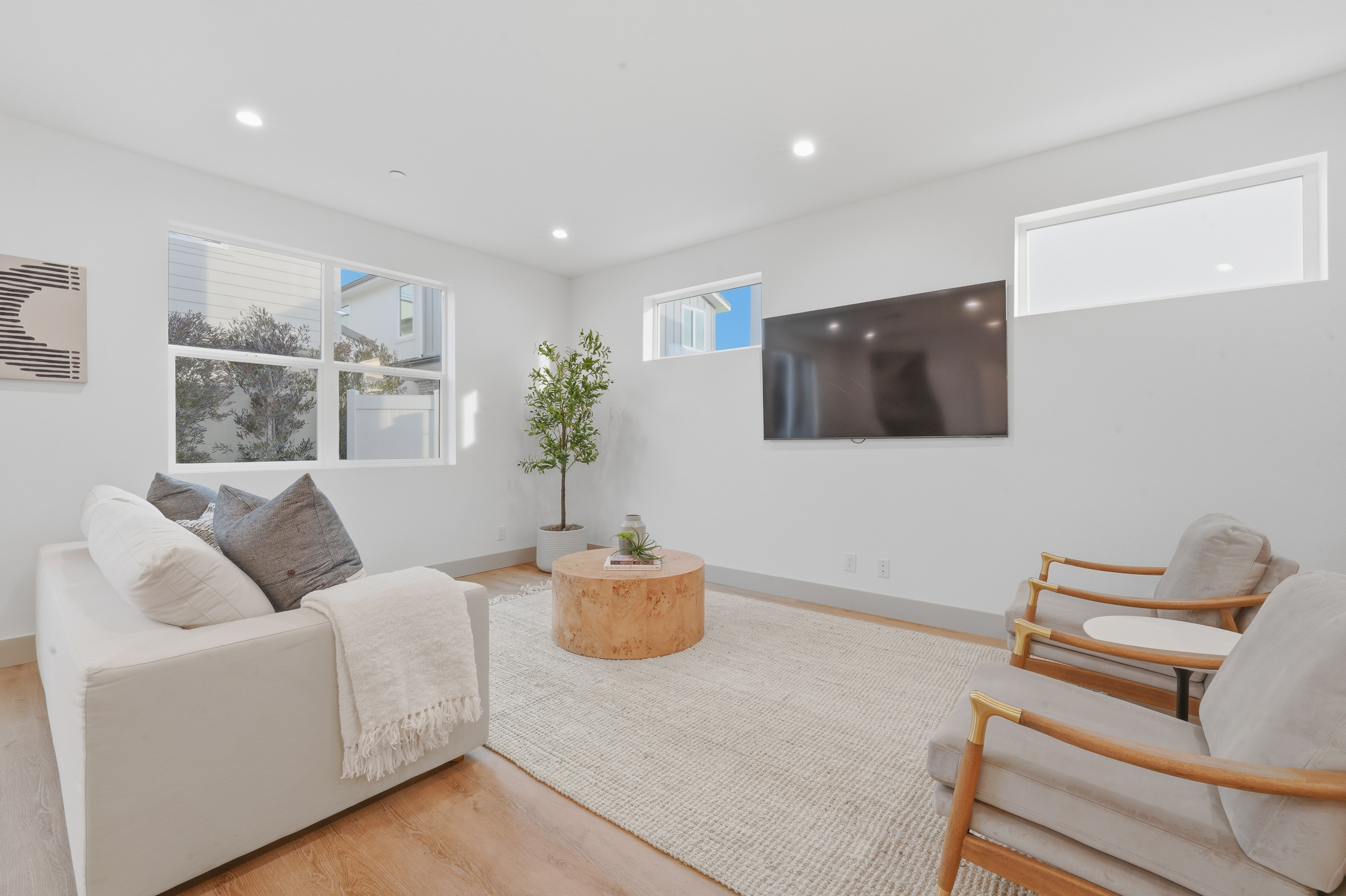 Plan A living area with TV wall