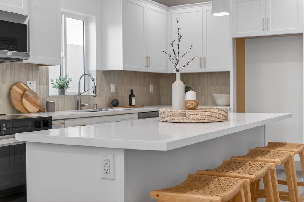Plan B kitchen with quartz island detail