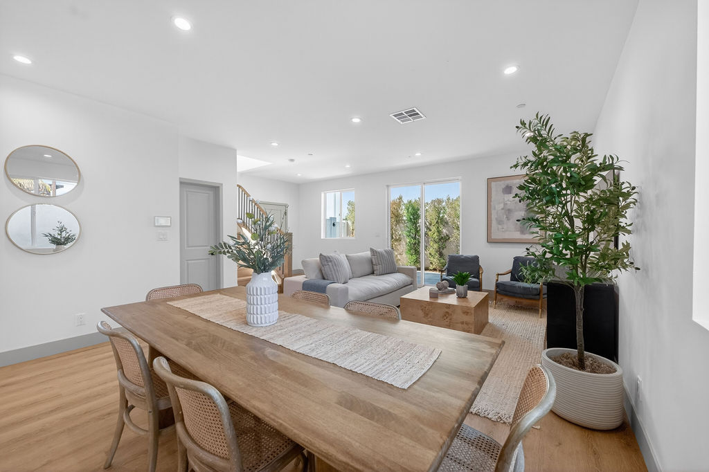 Plan B open-concept living, dining, and kitchen